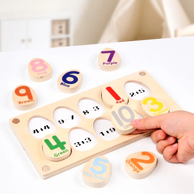 Montessori Color Number Cognition Matching Egg Puzzle Wooden Dinosaur Egg Pairing Children's Educational Toys Thinking Training
