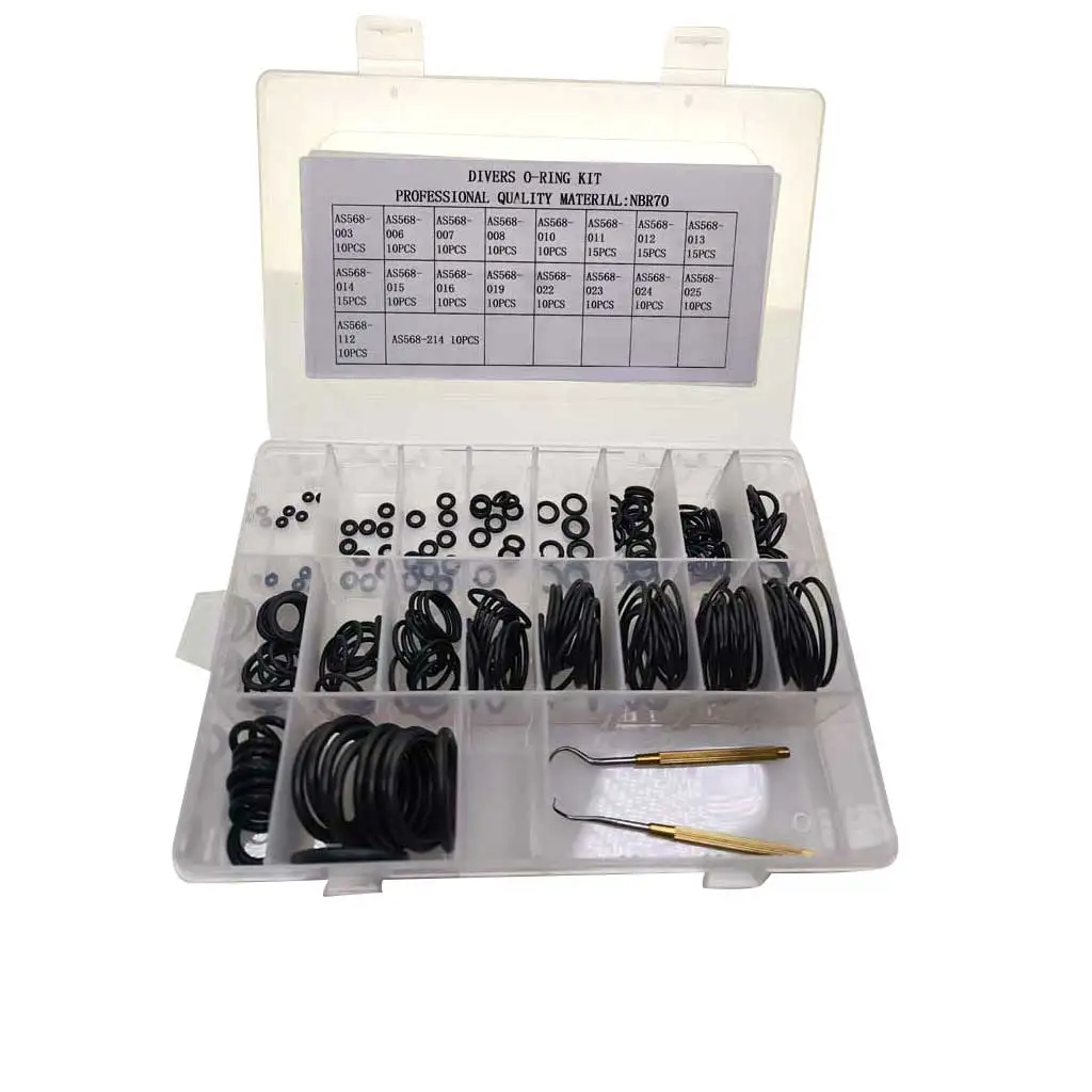 200PC Scuba Diving O-Ring Kit Dive Gear Service O-ring kit Cylinder DIN Yoke Low High Pressure Port SPG O-ring