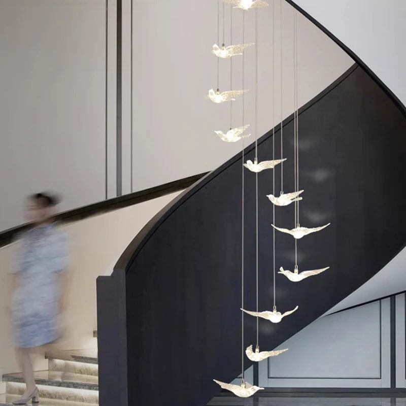 現代の階段シャンデリアペンダントライト屋内照明天井ランプ吊り下げライト LED シャンデリアリビングルーム屋内 lightin