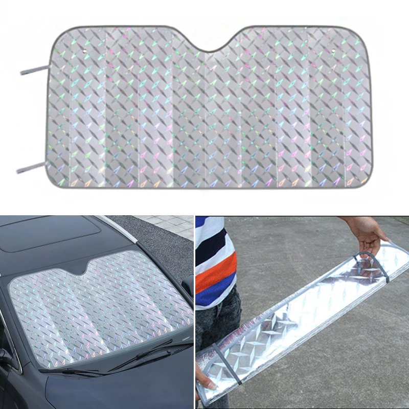 

1PC Car Windshield Sunshade Sun Visor Front Sunshade Shade Lnterior Parasols Rear Window UV Protect Reflector Covers Silver