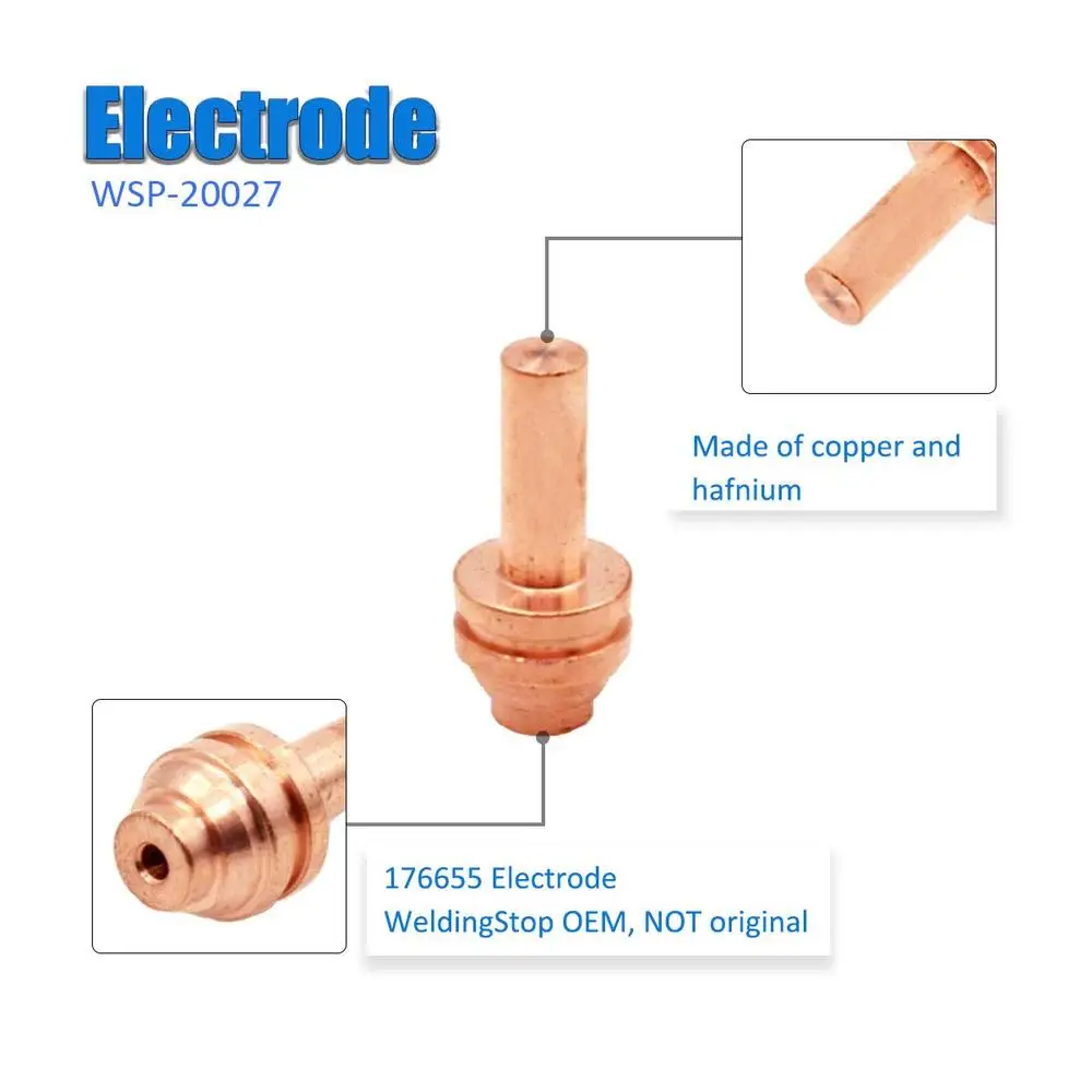 Kit consumível de cortador de plasma WS Eletrodos Dicas Substituição Miller Spectrum 375 ICE-27C 176655 176656