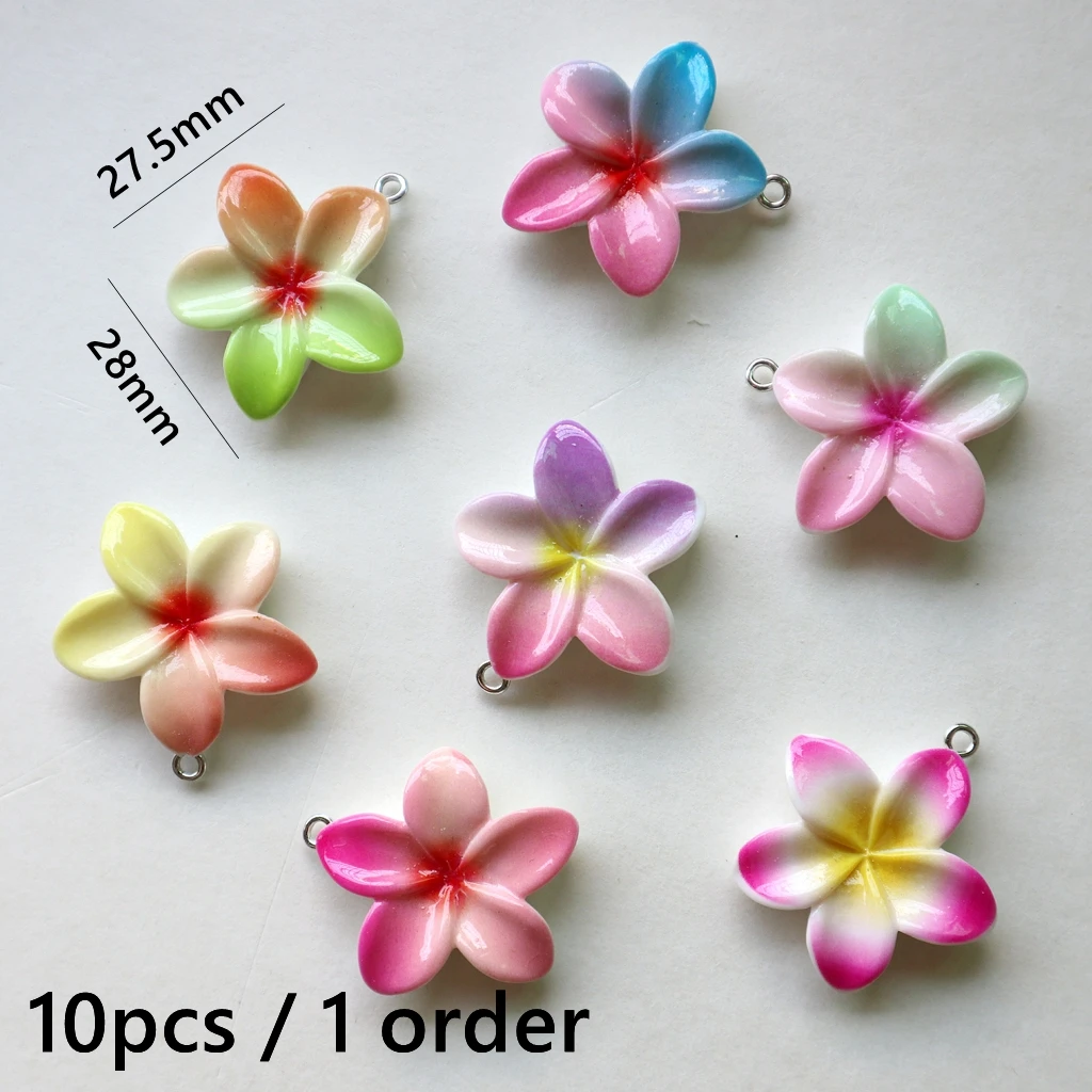 

10pcs New Style 28mm Multicolor Flower Resin Charms Colorful Pendants DIY Jewelry Bracelet Craft Supplies Keychain Accessories