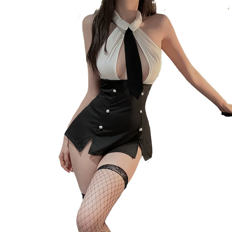 Sexy Secretary Office Uniforms Black Mini Skirt for Woman Sexy Lingerie Hot Set Role Play Costume Women Underwear Xxx Temptation