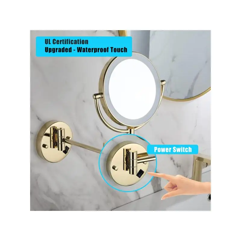 360 °   مرآة حلاقة مقاومة للماء قابلة للدوران مع كوب شفط، تكبير 1X/10X، مثالية للسفر والاستخدام اليومي