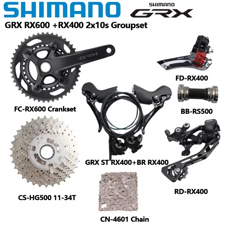 

Shimano RX600 RX400 2x10S Группа 170 мм 46-30T Шатуны GRX RX400 Рычаг переключения тормозов HG500 10s Кассета BB для шоссейного велосипеда