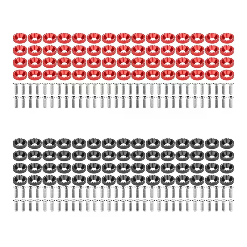 

60 PCS M6 Car Modified Fasteners Washer Bumper Engine Concave Screws Washer License Plate Bolts Car Styling Gasket