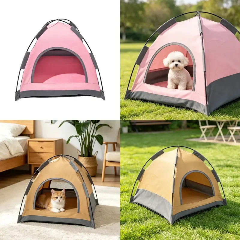 Foldable Pet Tent Breathable Cat Dog Bed Solid Color Outdoor Splicing Nest Four Season Universal House