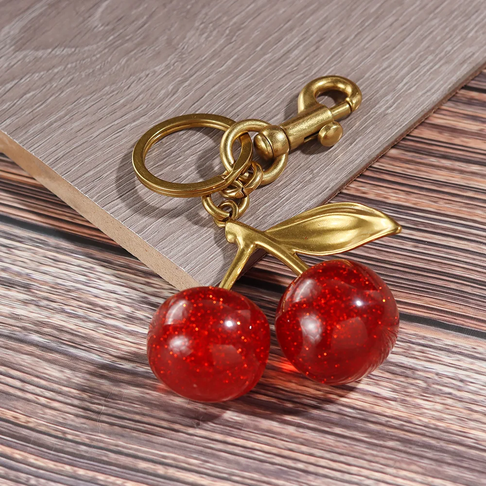 Exquisite Cherries Handbag Pendant Keychain Women\'s Internet-famous Cherry Car Accessories High-Grade Pendant