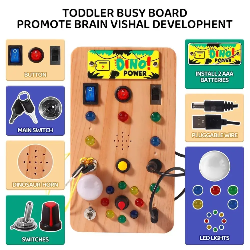 

Montessori Toddler Busy Board Electronic LED Light Switch ' Activity Board Perception Cultivation with Screwdriver Tool