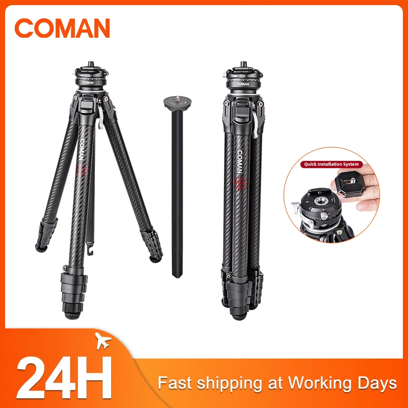 

COMAN Zero F38 Compact Carbon Fiber Tripod Lightweight Travel Tripod With F38 Quick Release Plate For Dslr Camera Photography