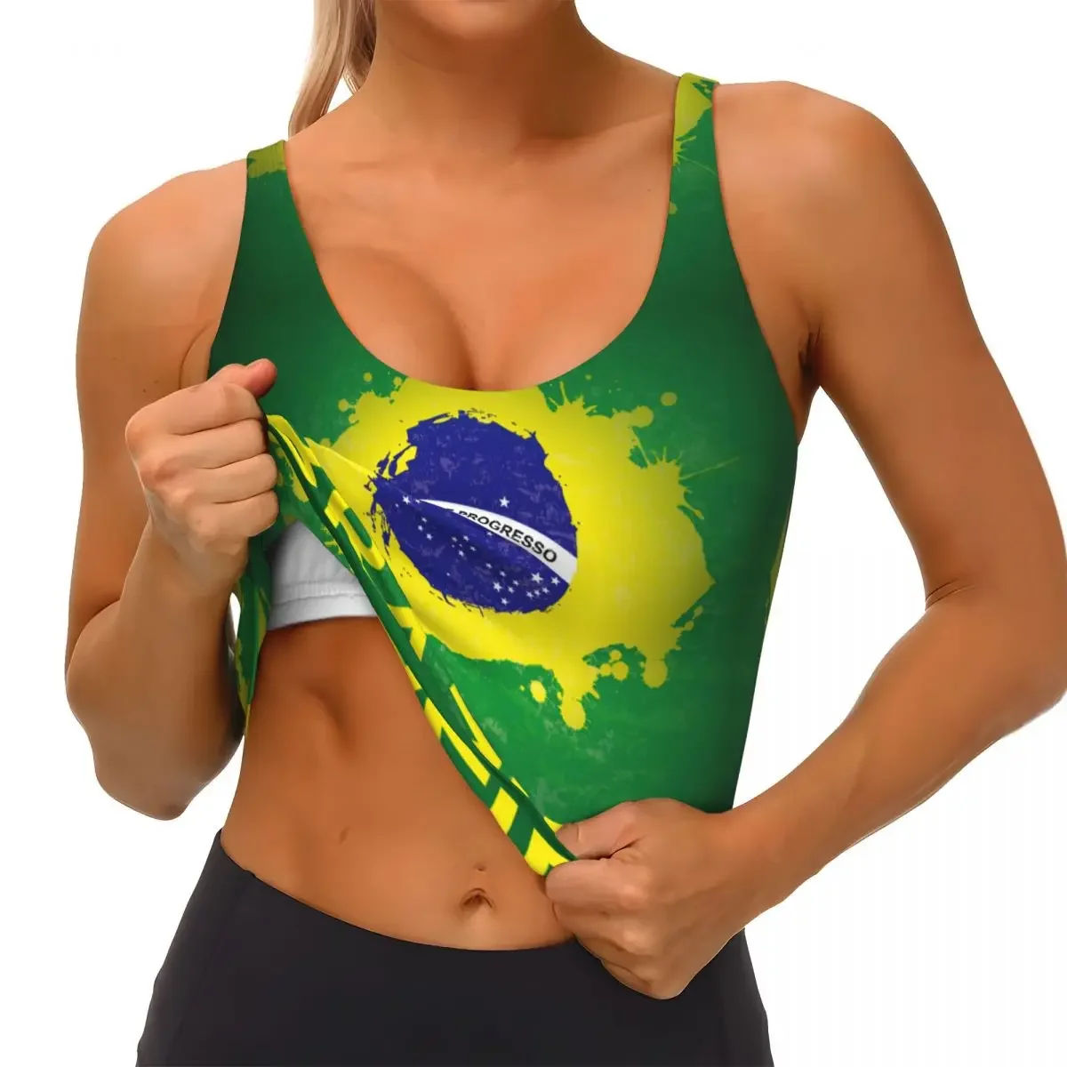 ผู้หญิงเซ็กซี่กีฬาเสื้อกั๊กบราซิลหญิงStreetwearกีฬาชุดชั้นในTee Crop Top