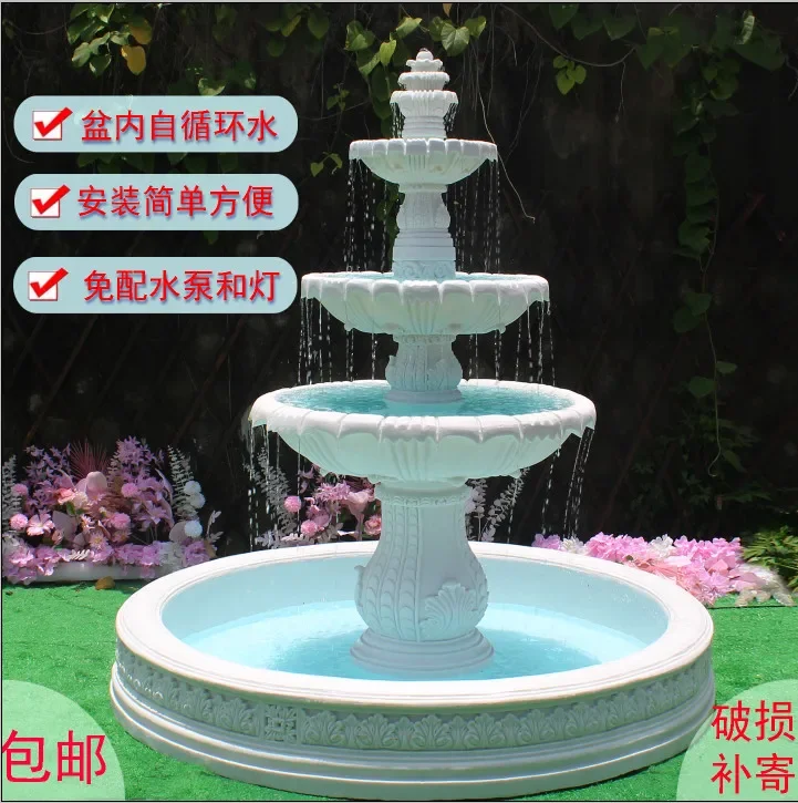 European outdoor courtyard decoration ornament garden villa balcony garden fountain water wedding resin wishing pool