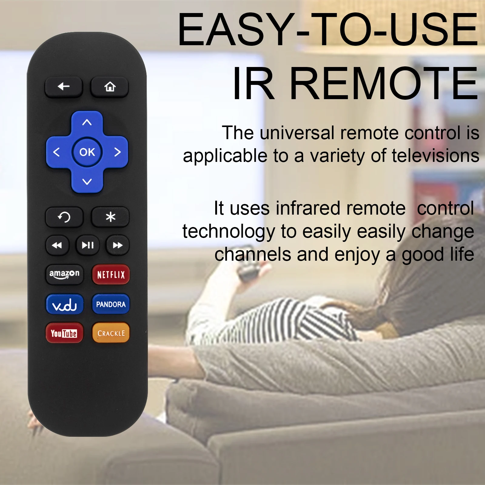 New Remote Control Use for Roku TV 1 2 3 4 LT HD XD XS Streaming Player with Vudu Pandora Crackle Keys Controller Use Directly