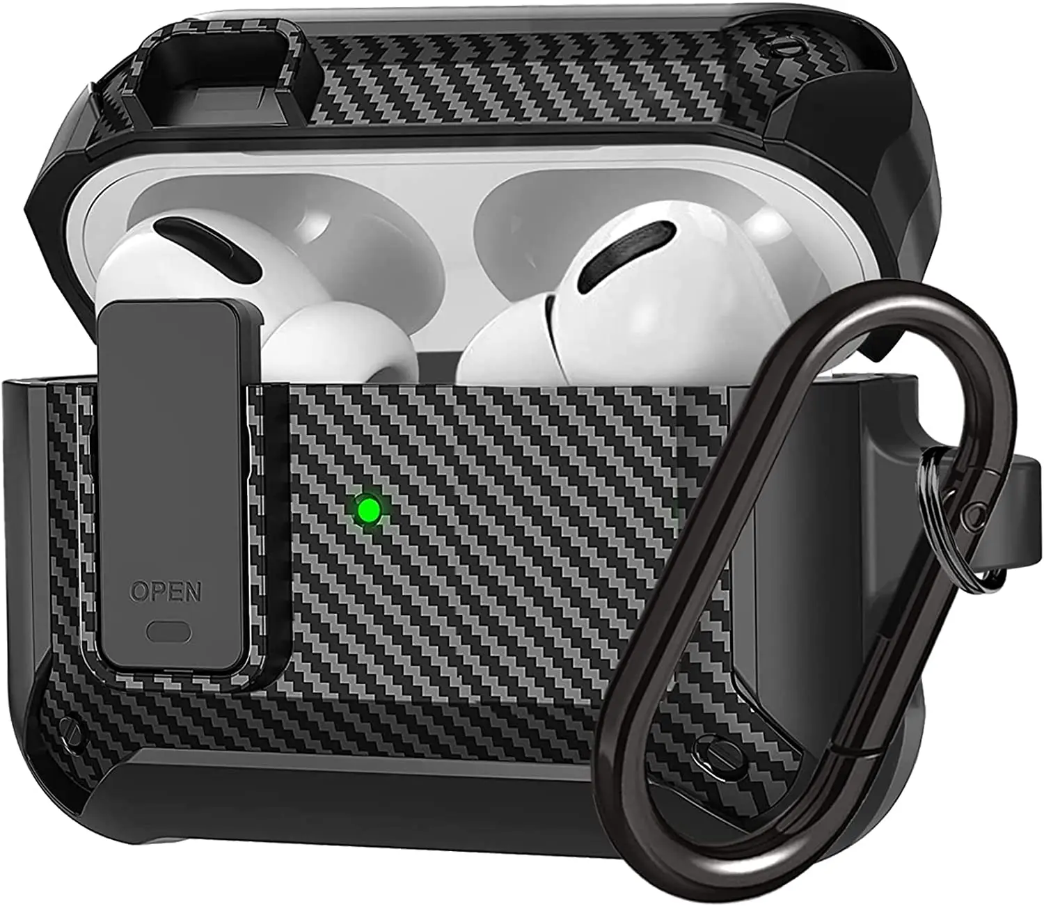 airpods-pro-2-airpods-1-2-3ケース用スイッチイヤホン、カーボンファイバーデザイン耐衝撃フルボディ保護カバー、キーチェーン付き