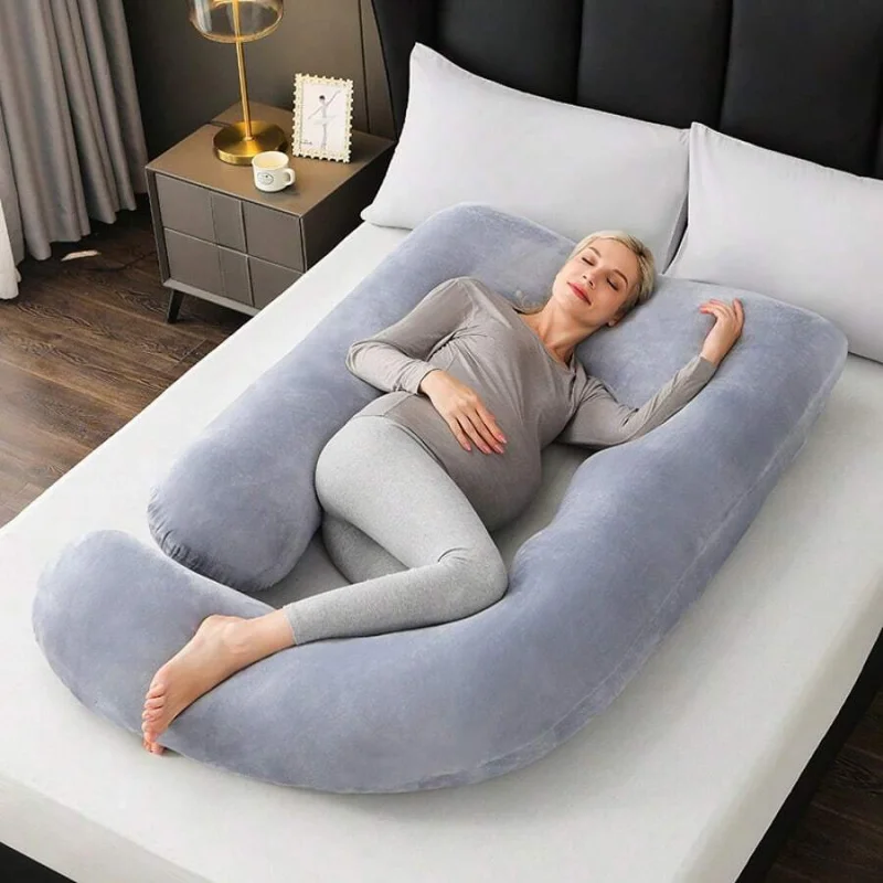 Pregnant Women's Pillow J-Shaped Whole Body Pillow With Velvet Cover, Suitable For Pregnant Women