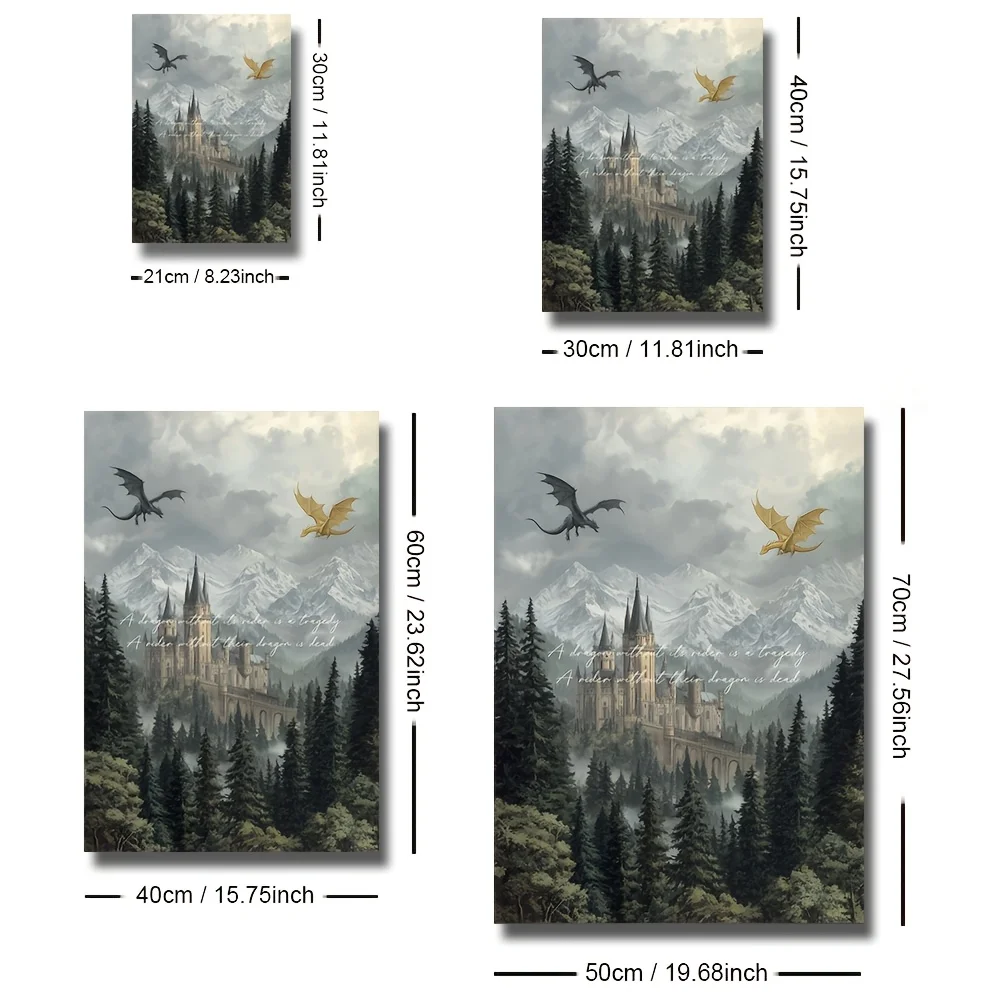 Fourth Wing Book Quote Canvas Poster Tairn Andarna Flying Dragon Bookish Fantasy Wall Art Print Library Reading Nook Decor Retro view 5
