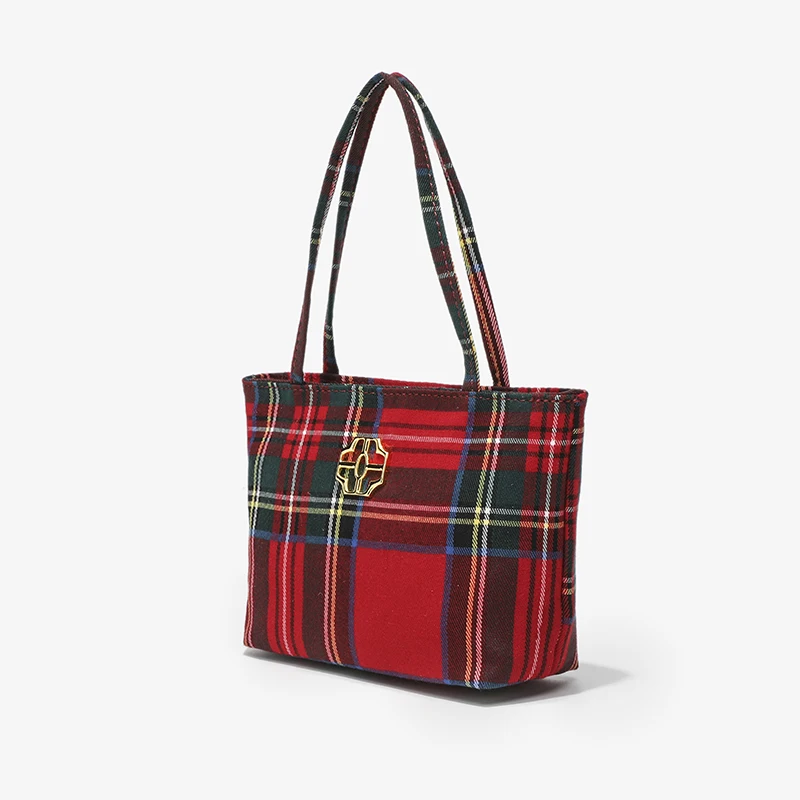 Red Plaid Tote Mini Square Bags For Women Luxury Designer Handbag And Purse 2024 New In Fashion Wedding Light Underarm Shoulder