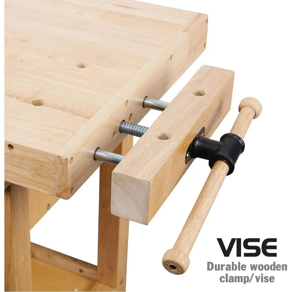 60 Banco da lavoro portatile per carichi pesanti in legno duro con 4 cassetti, capacità di 450 libbre per garage e officina