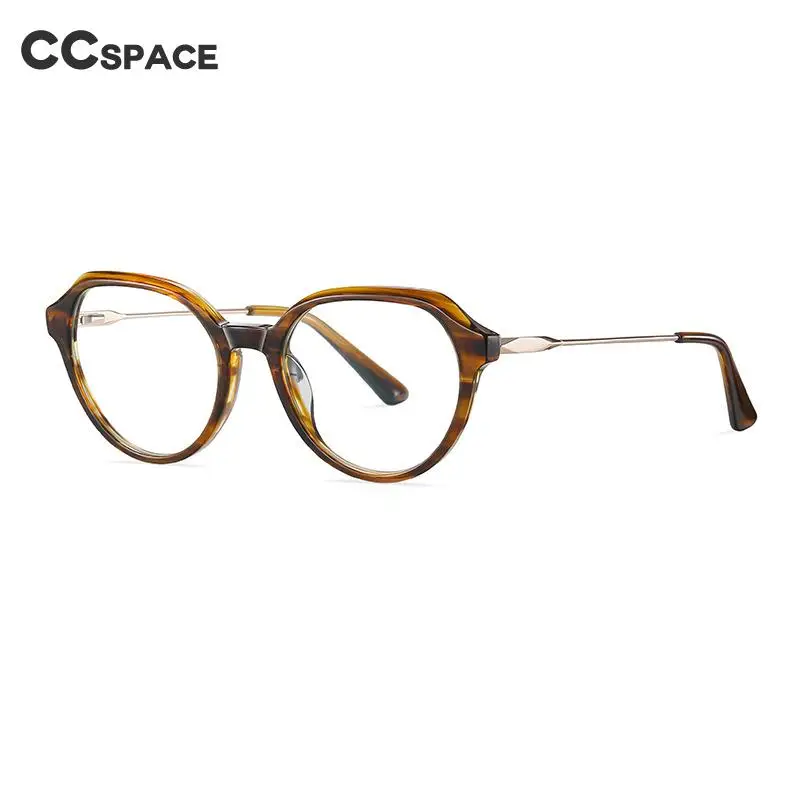 

56136 Fashion Light Blocking Acetate Women Eyeglasses Spring Hinge for Ladies Big Face Anti Blue Glasses Frame Optical Frame