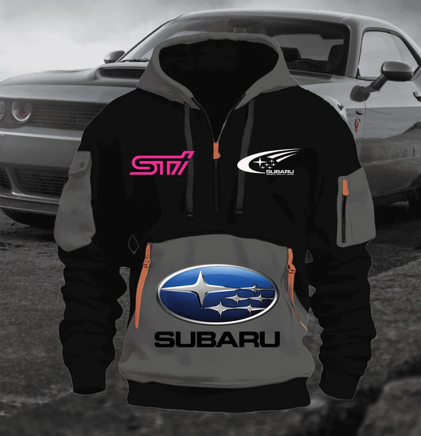 SUBARU racing suit 2025 new men's fleece hoodie youthful trend loose fitting pullover multi pocket casual sports sweatshirt s-5X - Image 5
