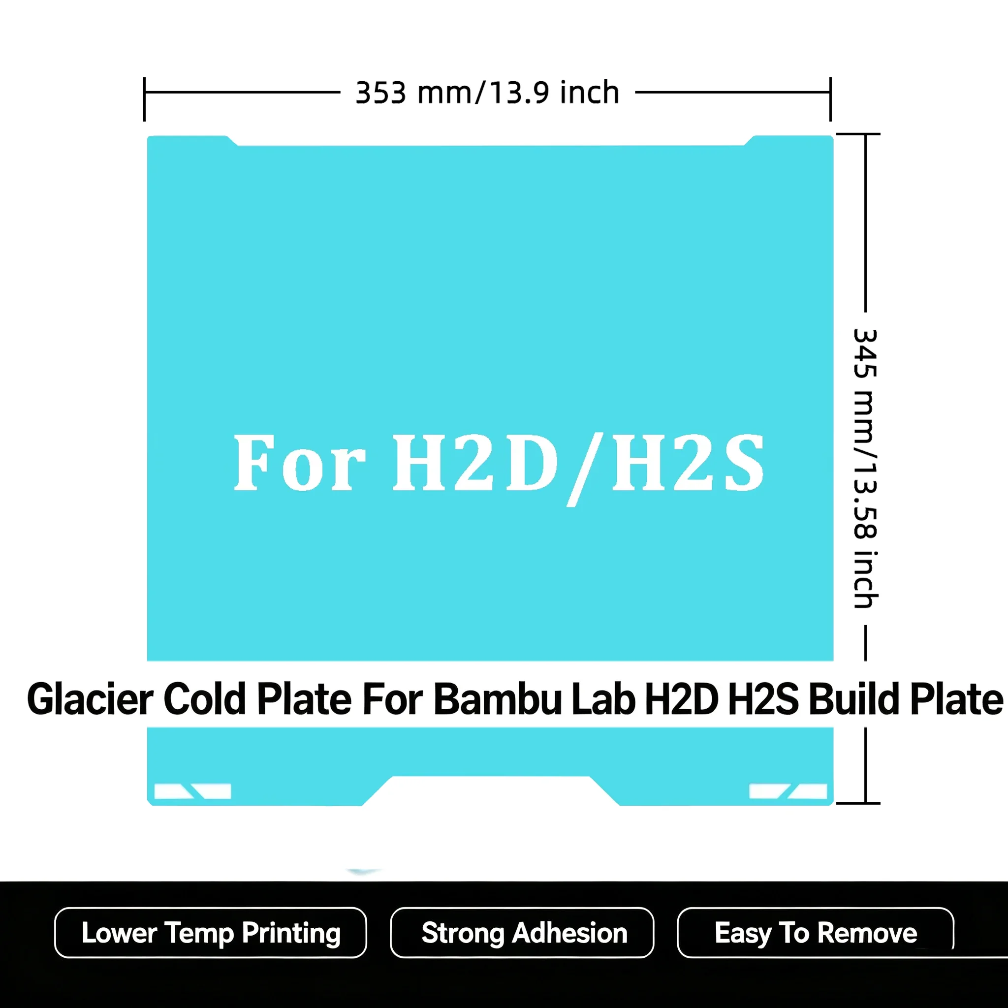 Glacier Cold Plate For Bambu Lab H2D H2S Build Plate For bambulab H2D H2S 3D Printer PLA PETG Lower Temp Printing Strong Adhesio