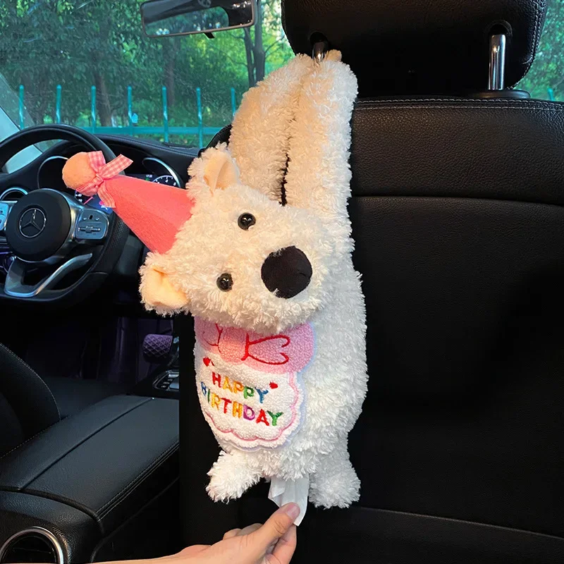 2025 New Cars Tissue Boxs Car Armrest Tissue Boxs Drawer Box Hanging Style Xidi Dog Doll Cute Cars Accesorios Para Auto 인테리어 소품