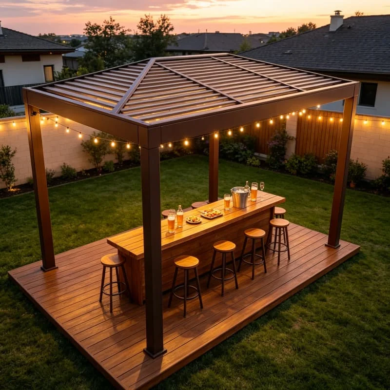 Backyard Aluminum Pergola 4x4m Motorized Louvered Waterproof Roof For Patio Garden Carport Gazebo Shade Customized