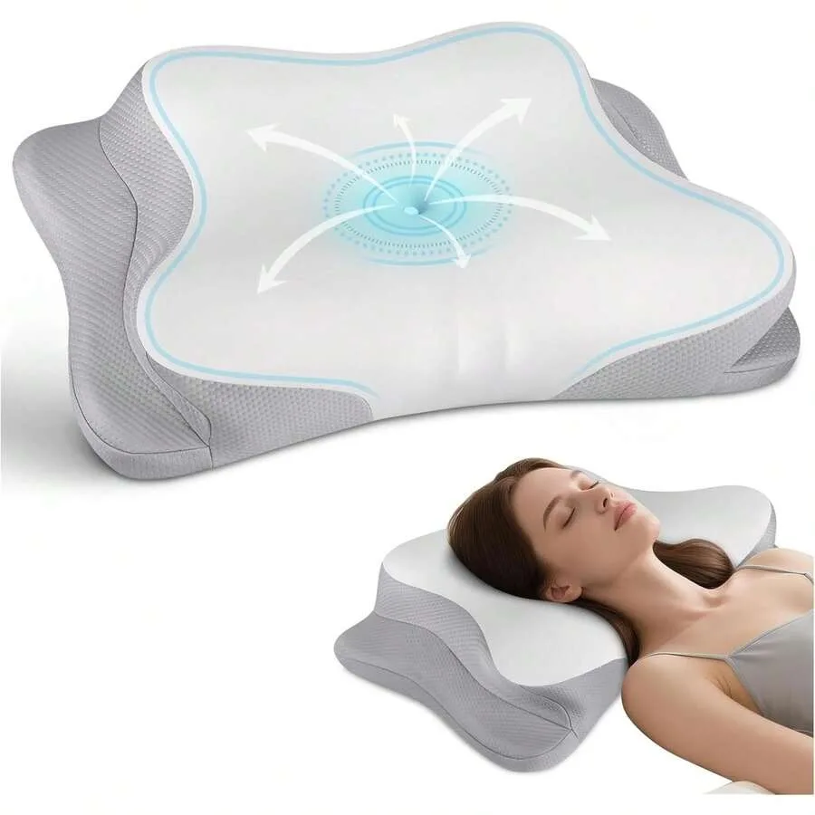 

Cervical Ne Pillow - Cooling Ergonomic Ne Support Pillow For Sleeping, Pedic Contour Memory Fo Pillows For Side, Ba and Stoh Sl
