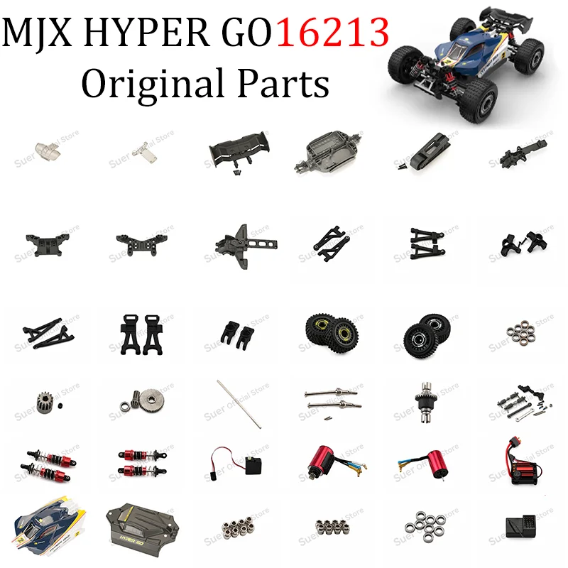 MJX HYPERGO 16213 RC Original Parts - Rocker Arm Steering Cup, Planetary Gear Bearing, Drive Shaft, Tire, Motor, Accessories
