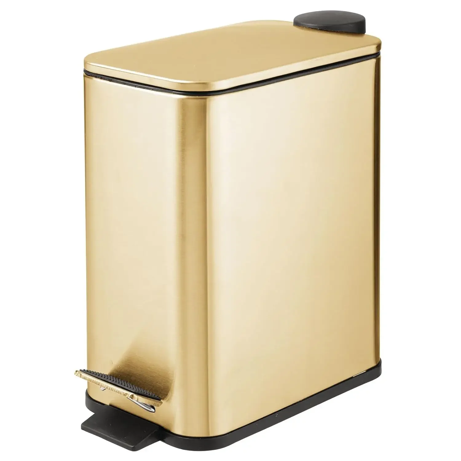 

13 Gallon Slim Metal Step Trash Can with Quiet Close Lid Narrow Wastebasket for Bathroom Bedroom Kitchen Office Removable Liner