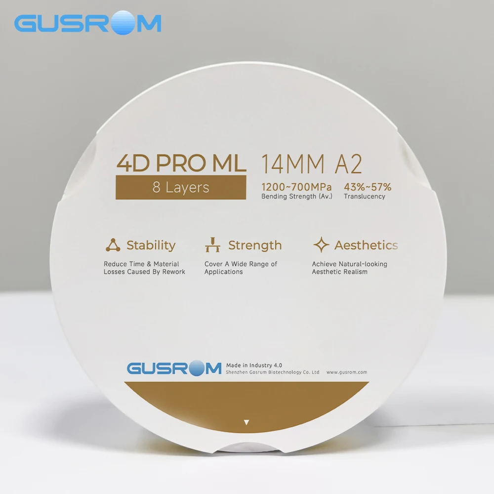 95mm Dental-Zirkonoxidblock GUSROM 4D Mehrschichtige Zirkonoxidscheibe 8-Schicht Hochtransluzent CAD CAM M5 für A2 A3 Kronen Brücken Veneers – Detail 7