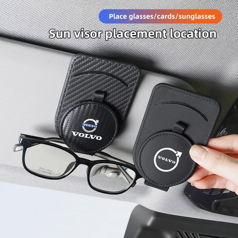 

Автомобильный зажим для солнцезащитных очков из углеродистой кожи, зажим для хранения очков для Volvo Rdesign XC60 XC90 V90 V60 XC40 V40 V70 EC40 EX40 S80 S60 S90
