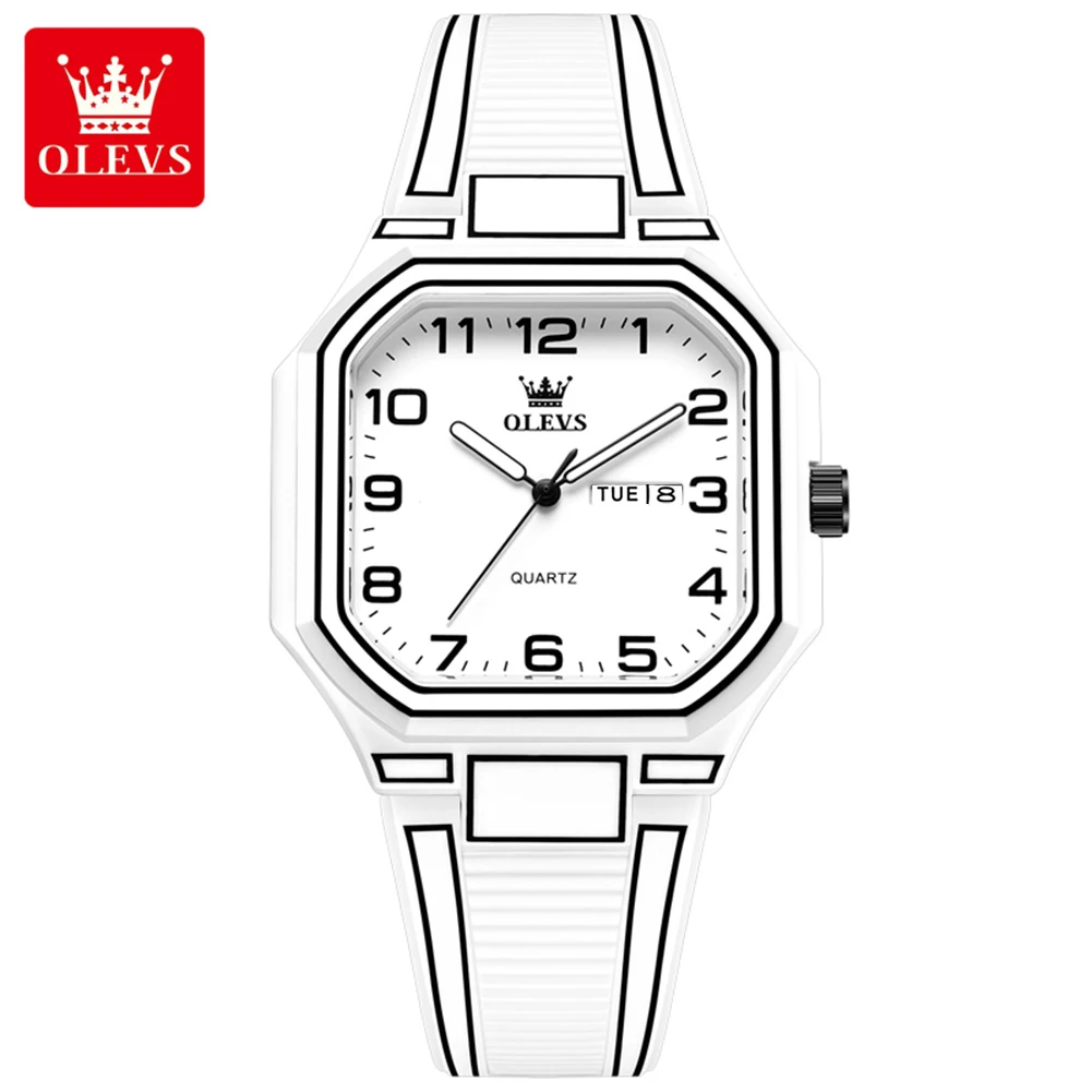 

OLEVS брендовые роскошные мужские часы, оригинальные квадратные кварцевые часы в стиле манга, женские водонепроницаемые часы с календарем недели, модные повседневные спортивные часы