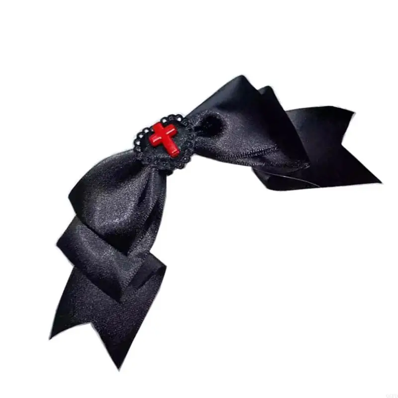 1 pezzo comodo e sicuro con fiocchi a forma cuore nero per capelli, per cosplay, per donne che amano accessori in stile