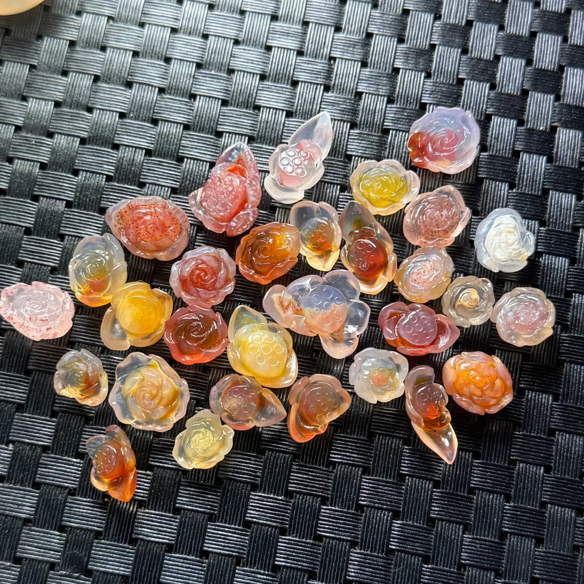 Vase Filler Translucent Beauty Alashan Agate, 5pcs Glass Vial Set, 10-15mm Natural, River Stone Collection-Candy Agate