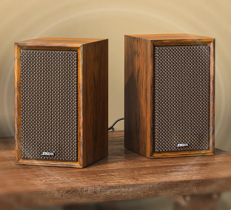 Wooden subwoofer computer speaker desktop notebook universal home wired desktop multimedia small speaker