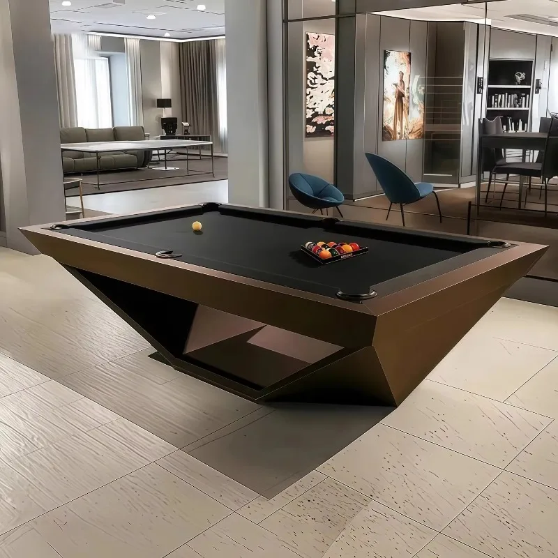Luxury Geometric Frame American Pool Table - Black Finish Modern Pool Table, Designed for High-End Spaces