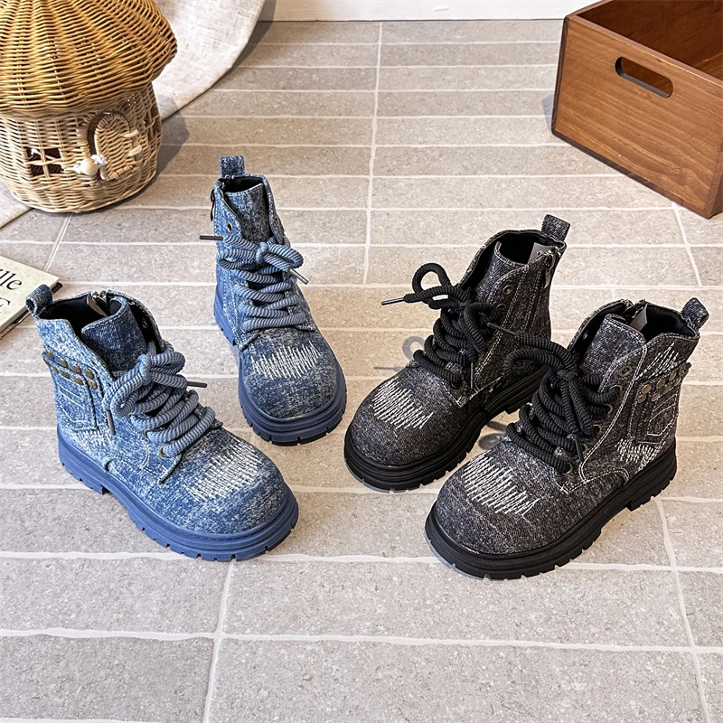 

Girl's Ankle Boot 2025 New Children School Platform Short Boots Non-slip Outdoor Kids Fashion Causal Leather Boots Ankle-strap