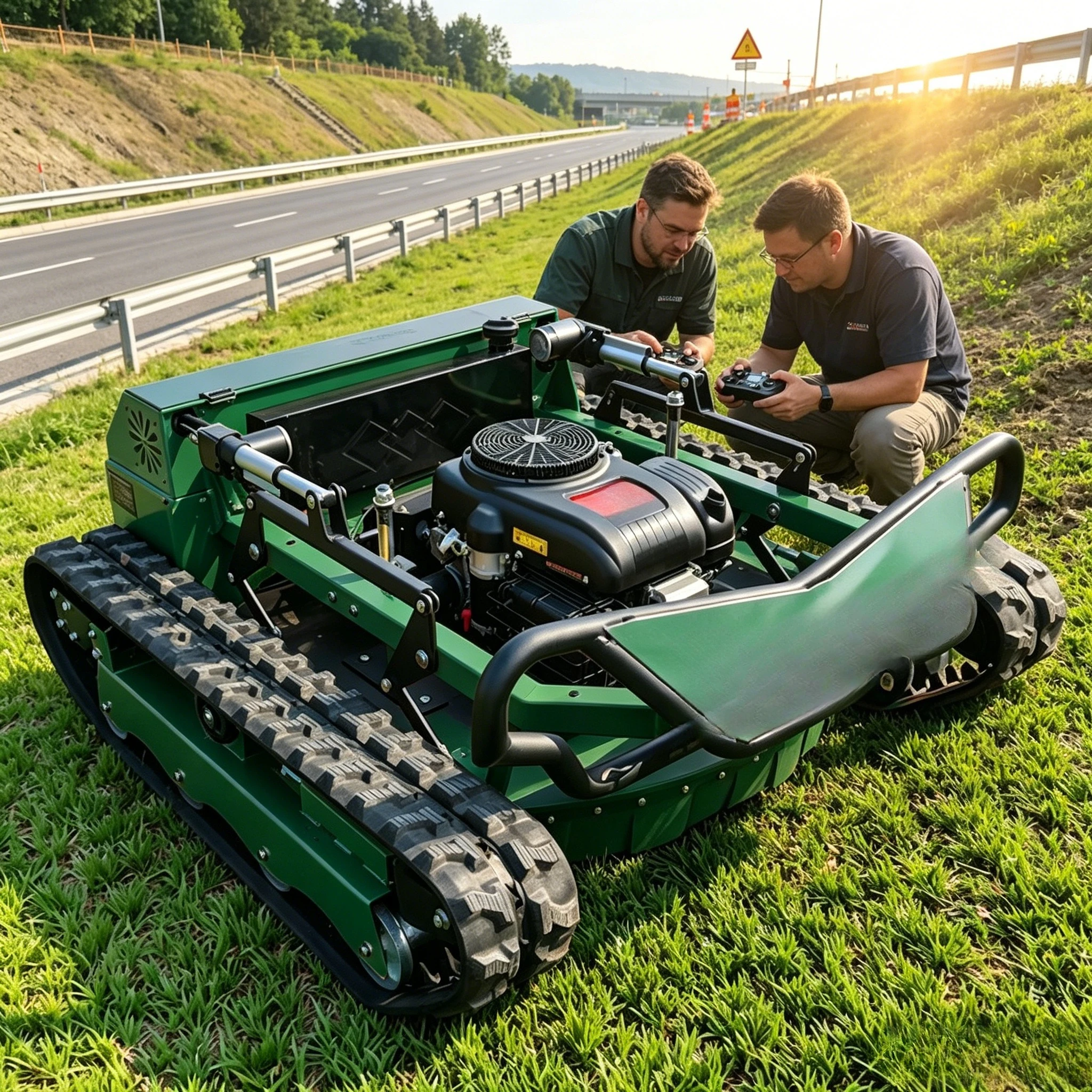Factory Sale Newest Remote Control Lawn Mower Self-Propelled Crawler Mowing Width 800mm Automatic Lawn Mower Customized