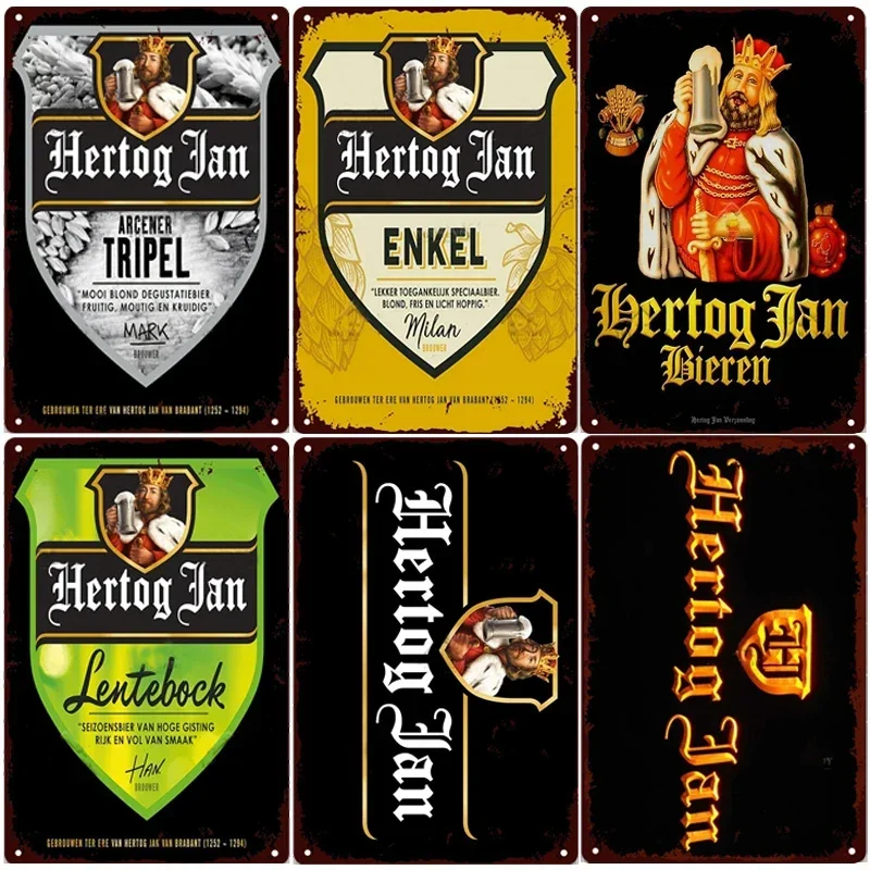 1Pc Retro Beer Posters Home Decor Plate Vintage Metal Tin Sign Duke Jan Metal Plaque Pub Bar Wall Room Decoration