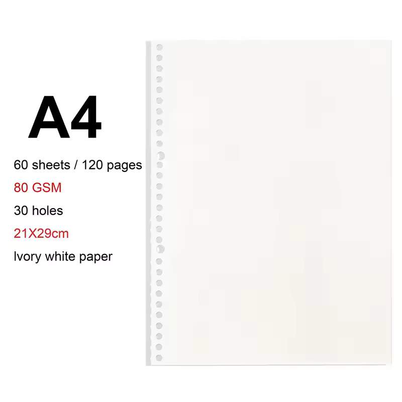 A4/B5/A5 Loose Leaf Refill Binder Notebook Blank/Line/Grid/Cornell Replacable Metal Ring Office&School Supplies Stationery - Image 20