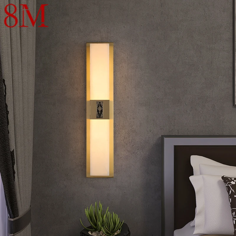 

8M Brass Wall Light LED Modern Luxury Marble Sconces Fixture Indoor Decor for Home Bedroom Living Room Corridor