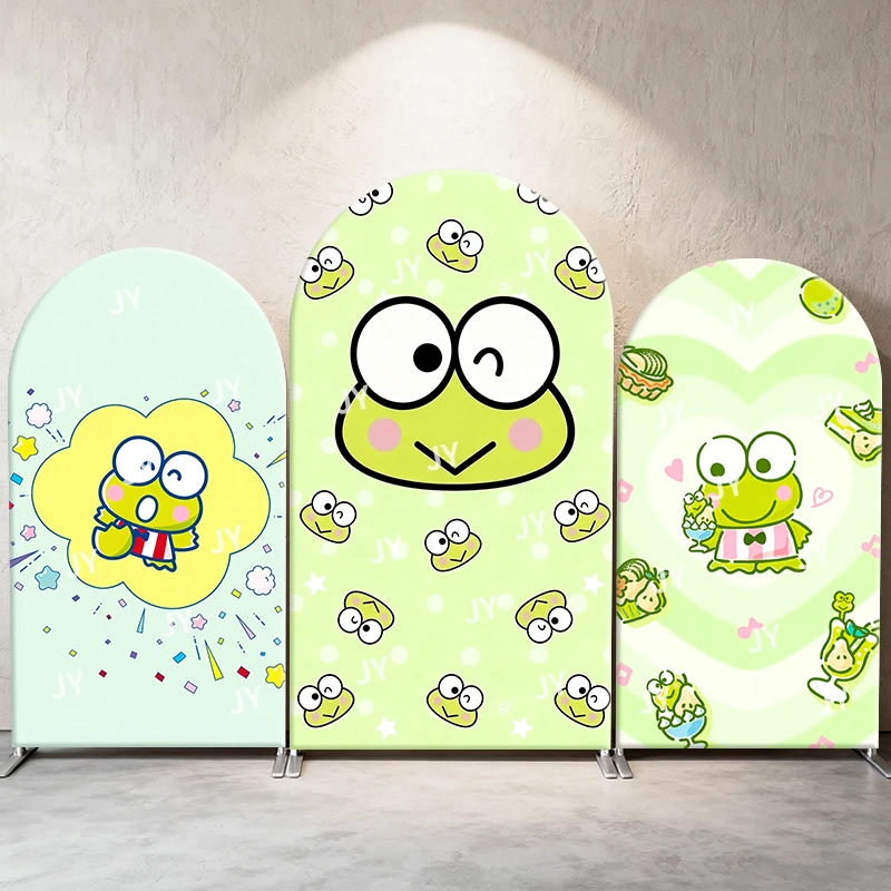 

Sanrio Keroppi Cute Pattern Style Arch Backdrop Cover Vibrant Festive Scene For Kids Birthday Baby Shower Photo Booth Background