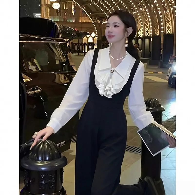 

Retro Women's Romper Suit Spring 2026 Unique Design Sensation Two-Piece Set Polyester Fiber Long Sleeve round Neck Minimalist...