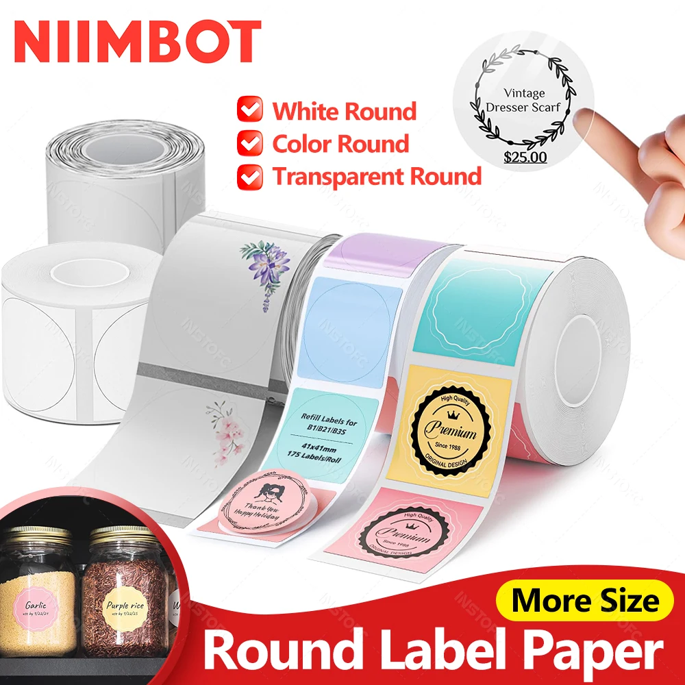 NiiMBOT B21 B1 B3S Round Label Printing Sticker Self-adhesive Thermal Waterproof Digital Number Cake Sealing Sticker Paper