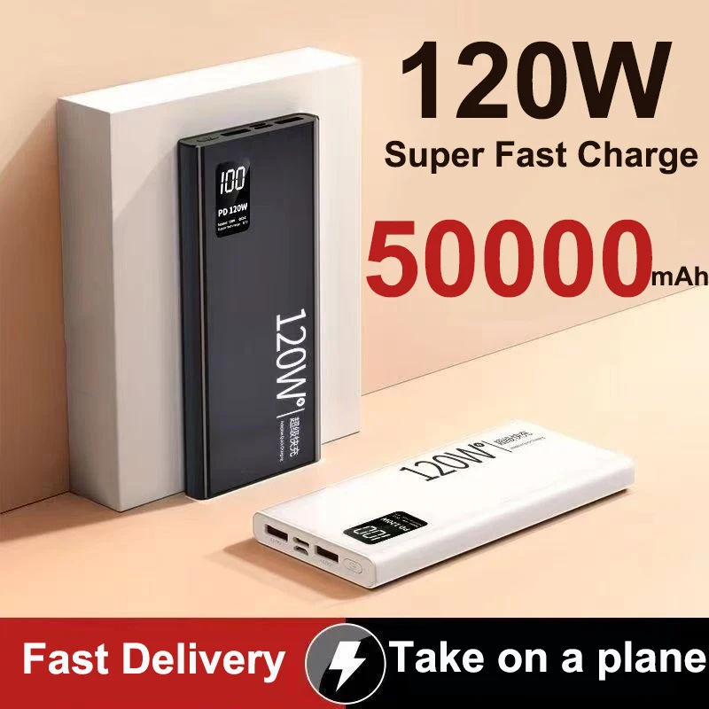 

120W Super Fast Charging Power Bank 50000mAh Portable Charger External Battery Pack Powerbank for iPhone Huawei Xiaomi Samsung