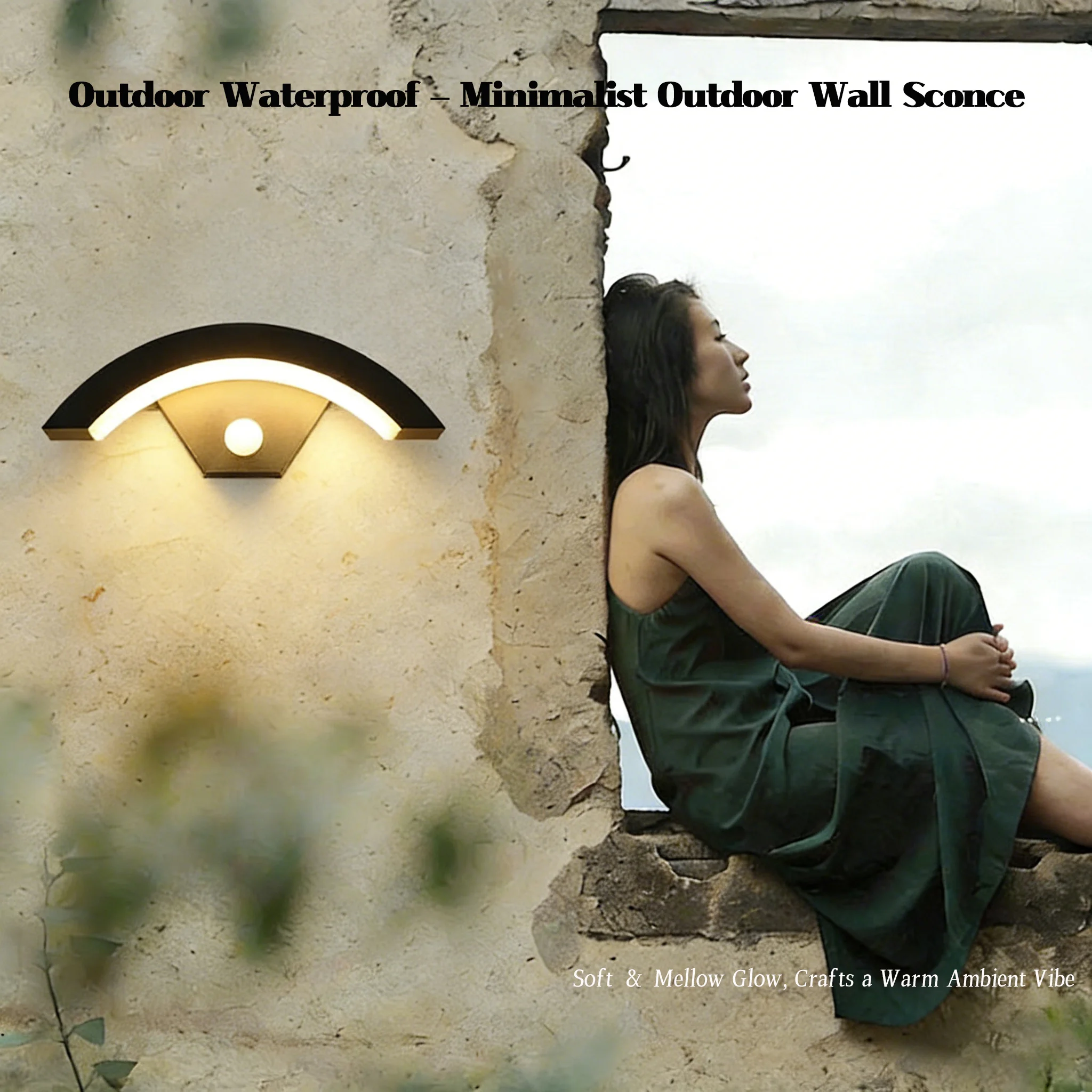 

Интеллектуальный настенный светильник 24W с датчиком движения PIR, IP65, в форме полумесяца, для сада и входной двери, черный алюминиевый корпус