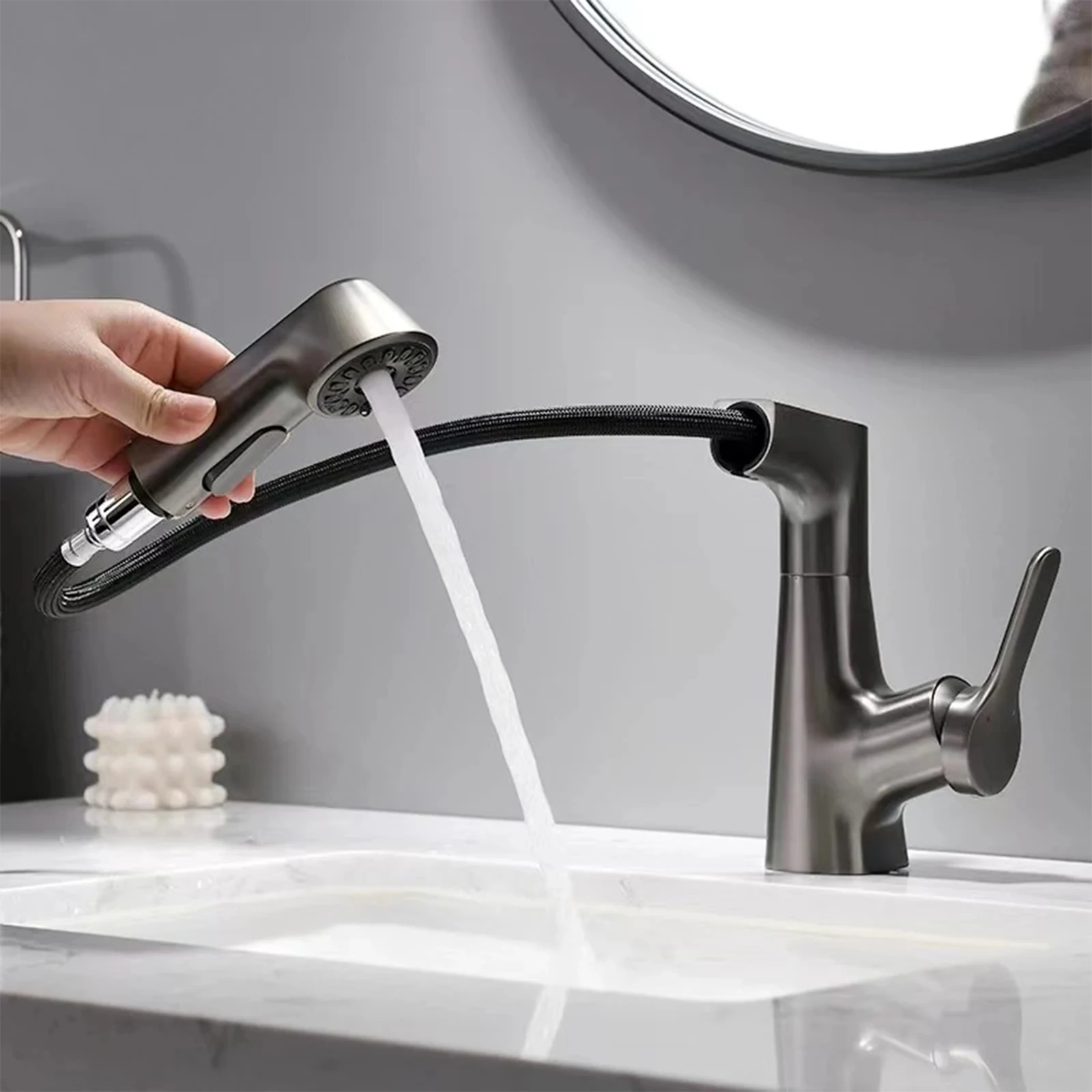 

Pull Out Lift Kitchen Faucet 360° Rotatable Basin Faucet Stainless Steel Kitchen Sink Faucet with Pull Down Sprayer