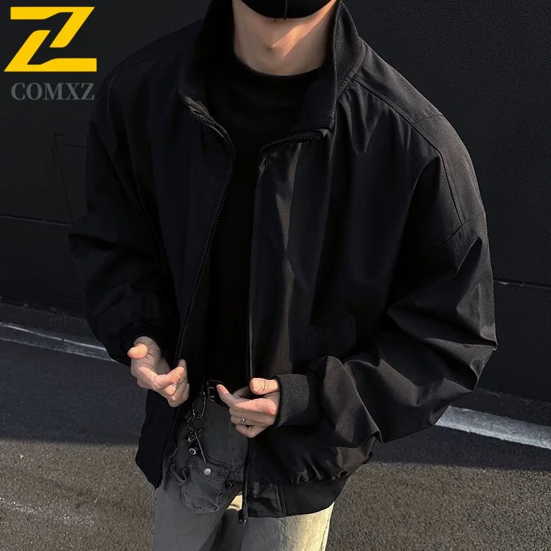 

COMXZ Мужская куртка Повседневная бейсбольная куртка с воротником для езды на велосипеде на открытом воздухе Легкая ветровка премиум-класса Повседневная одежда Ветрозащитная осенняя одежда