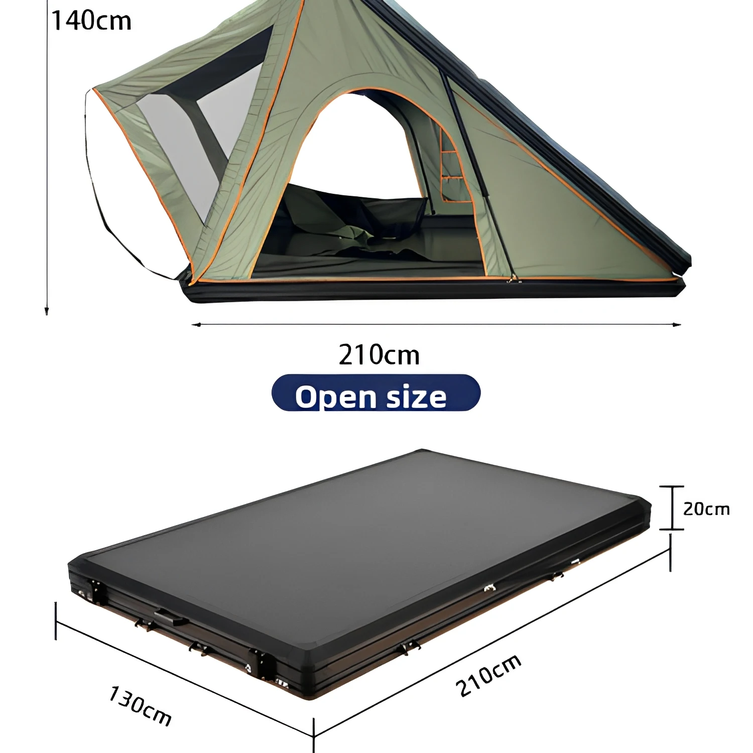 Custom Aluminum Hard Shell Triangle Car Roof Tent Automatic Double Layer Four Season Weather Resistant Camping